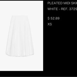 Zara White Pleated Midi Skirt
